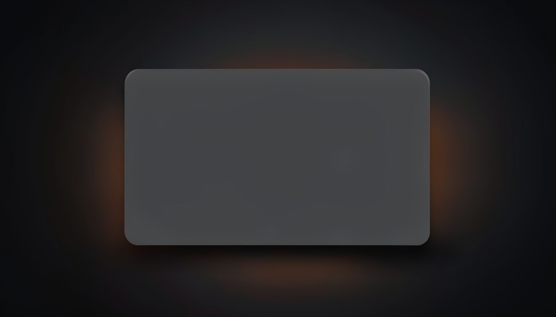 A minimalist ID card template mockup on a dark navy gradient background with subtle orange highlights