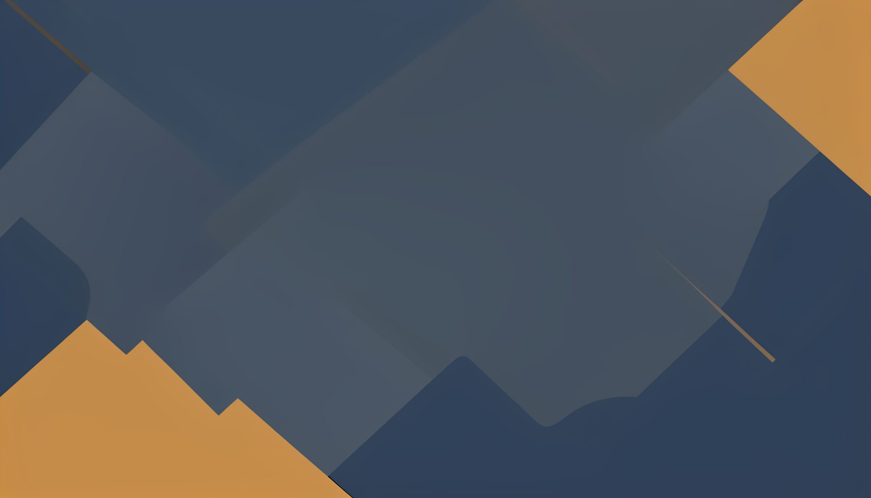 A minimalist desktop wallpaper with soft geometric patterns in muted navy and warm amber